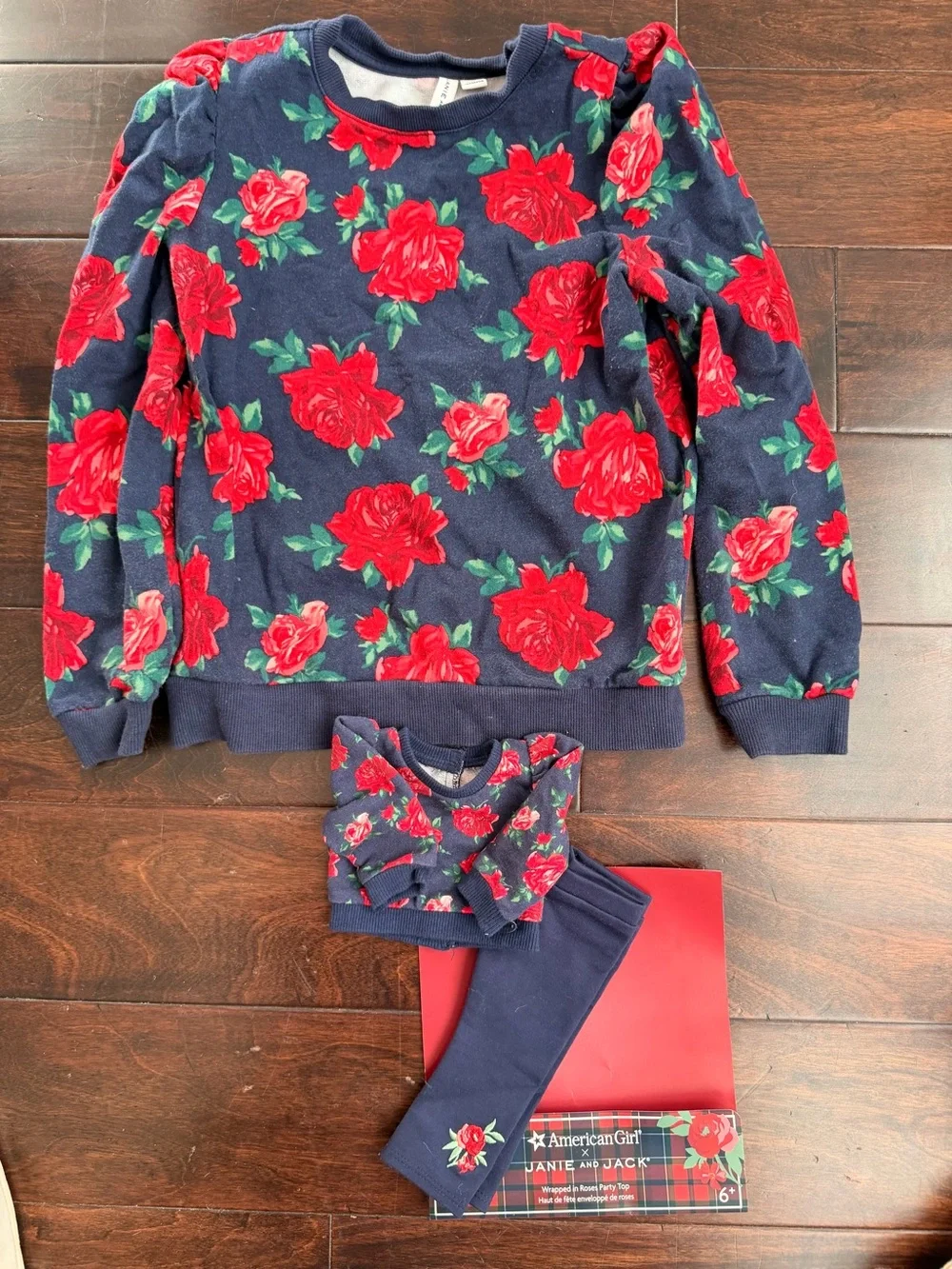 Janie and Jack and American Girl (AG) Navy sweatshirt and AG matching set